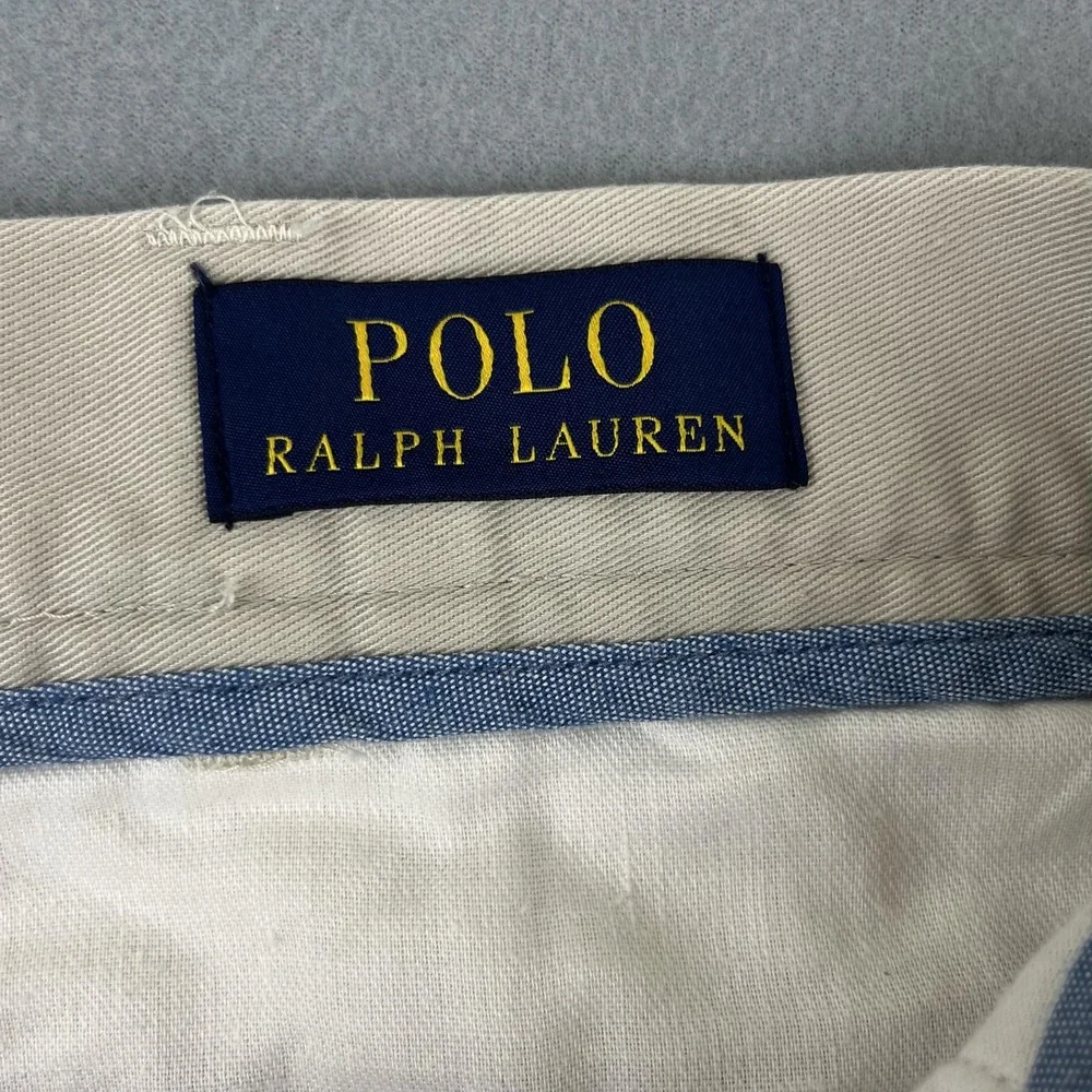 Polo Ralph Lauren Shorts Mens 36 Beige Khaki Classic Fit Pleated 9 Chino‎ Cotton